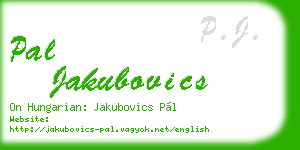 pal jakubovics business card